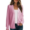 Dokotoo Womens Cardigan Wool Blend Casual Knit Hollow Out Sweaters Tops(Pink)