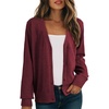 Dokotoo Womens Cardigan Wool Blend Casual Knit Hollow Out Sweaters Tops(Red)