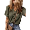 Dokotoo Womens Summer Tops 2026 Waffle Knit Button Down Shirts(Green)