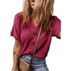Dokotoo Womens Summer Tops 2026 Waffle Knit Button Down Shirts(Vine Red)