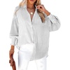 Dokotoo Womens V Neck Striped Button Down Shirts Long Sleeve Tunic Tops(Black)