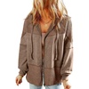 Dokotoo Womens Waffle Knit Hoodies Zip Up Drawstring Oversized Jackets(Brown)