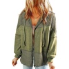 Dokotoo Womens Waffle Knit Hoodies Zip Up Drawstring Oversized Jackets(Green)