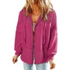 Dokotoo Womens Waffle Knit Hoodies Zip Up Drawstring Oversized Jackets(Rose Red)