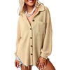Dokotoo Womens Waffle Knit Shacket Jacket Casual Button Down Shirts Tops(Apricot)