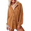 Dokotoo Womens Waffle Knit Shacket Jacket Casual Button Down Shirts Tops(Brown 1)