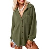 Dokotoo Womens Waffle Knit Shacket Jacket Casual Button Down Shirts Tops(Green)