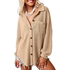 Dokotoo Womens Waffle Knit Shacket Jacket Casual Button Down Shirts Tops(Khaki)