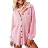 Dokotoo Womens Waffle Knit Shacket Jacket Casual Button Down Shirts Tops(Pink 1)