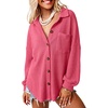 Dokotoo Womens Waffle Knit Shacket Jacket Casual Button Down Shirts Tops(Pink)