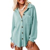 Dokotoo Womens Waffle Knit Shacket Jacket Casual Button Down Shirts Tops(Sky Blue)