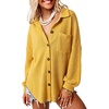 Dokotoo Womens Waffle Knit Shacket Jacket Casual Button Down Shirts Tops(Yellow)