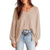 Dokotoo Womens Waffle Knit Tops Trendy Fashion 2026 Oversized T Shirts(Beige)