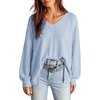 Dokotoo Womens Waffle Knit Tops Trendy Fashion 2026 Oversized T Shirts(Blue)