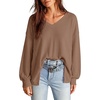 Dokotoo Womens Waffle Knit Tops Trendy Fashion 2026 Oversized T Shirts(Brown)