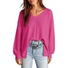 Dokotoo Womens Waffle Knit Tops Trendy Fashion 2026 Oversized T Shirts(Hot Pink)