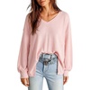 Dokotoo Womens Waffle Knit Tops Trendy Fashion 2026 Oversized T Shirts(Pink)