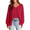 Dokotoo Womens Waffle Knit Tops Trendy Fashion 2026 Oversized T Shirts(Red)