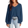 Dokotoo Womens Waffle Knit Tops Trendy Fashion 2026 Oversized T Shirts(Sail Blue)