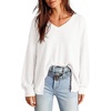 Dokotoo Womens Waffle Knit Tops Trendy Fashion 2026 Oversized T Shirts(White)