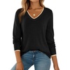 Dokotoo Women’s Wool Blend Crew Neck Casual Fall Sweaters Knit Tops(Black)