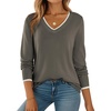 Dokotoo Women’s Wool Blend Crew Neck Casual Fall Sweaters Knit Tops(Dark Grey)