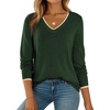 Dokotoo Women’s Wool Blend Crew Neck Casual Fall Sweaters Knit Tops(Green)