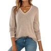 Dokotoo Women’s Wool Blend Crew Neck Casual Fall Sweaters Knit Tops(Oatmeal)