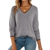 Dokotoo Women’s Wool Blend Crew Neck Casual Fall Sweaters Knit Tops(Smoky Gray)