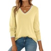 Dokotoo Women’s Wool Blend Crew Neck Casual Fall Sweaters Knit Tops(Yellow)