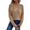 Dokotoo Womes Sweaters Solid Button Long Sleeve Knit Pullover Tops(Khaki)