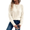 Dokotoo Womes Sweaters Solid Button Long Sleeve Knit Pullover Tops(Off-white)