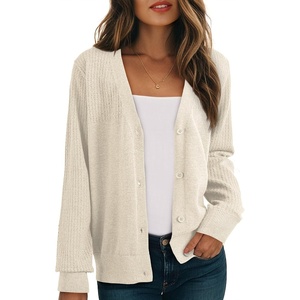 Dokotoo Womens Cardigan Wool Blend Casual Knit Hollow Out Sweaters Tops(Beige)