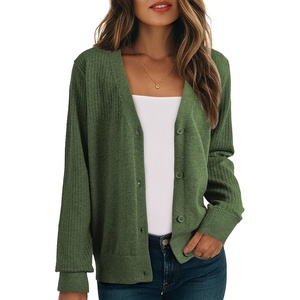 Dokotoo Womens Cardigan Wool Blend Casual Knit Hollow Out Sweaters Tops(Green)