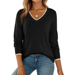 Dokotoo Women’s Wool Blend Crew Neck Casual Fall Sweaters Knit Tops(Black)
