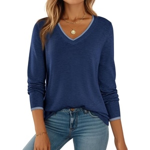 Dokotoo Women’s Wool Blend Crew Neck Casual Fall Sweaters Knit Tops(Navy Blue)