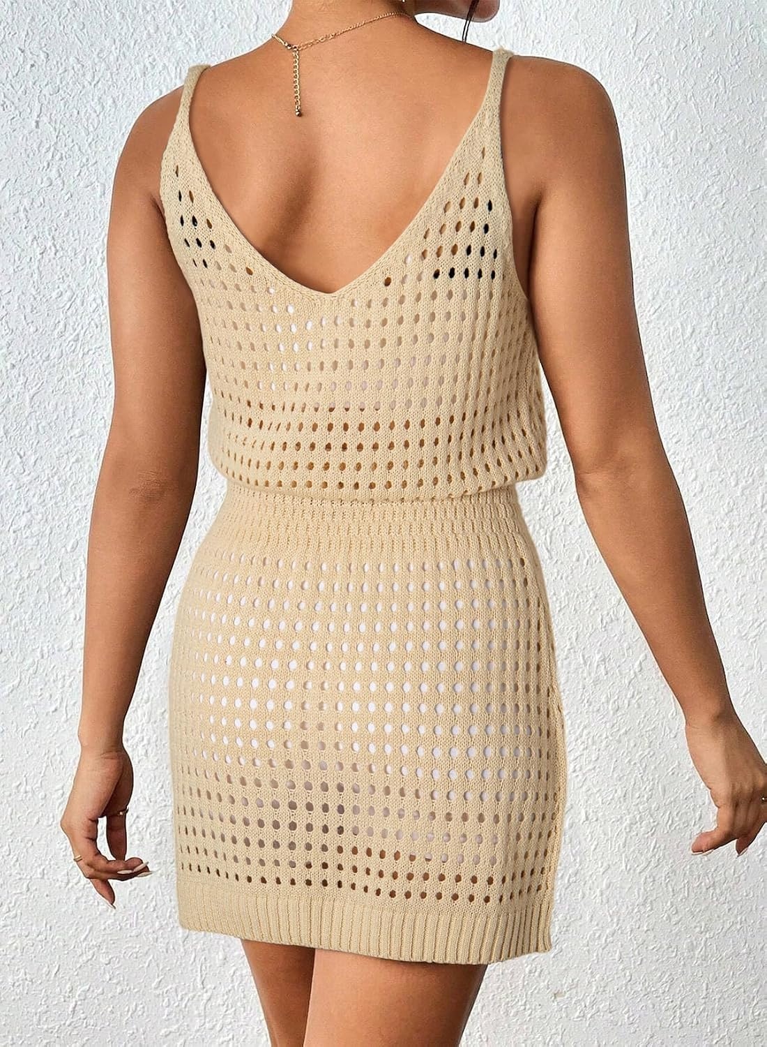 image:imageDokotoo Beach Cover Ups for Women 2026 Crochet Knit Coverup DressApricot