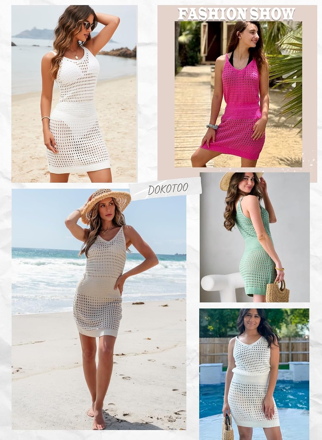 image:imageDokotoo Beach Cover Ups for Women 2026 Crochet Knit Coverup DressDesert Palm