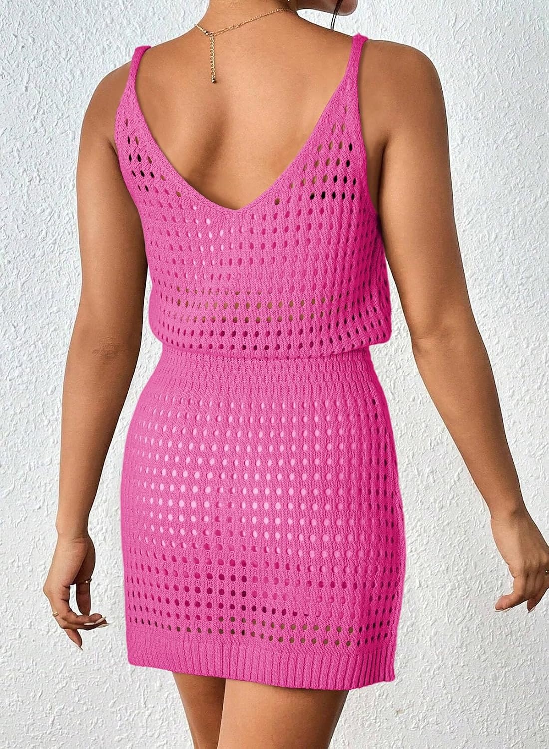 image:imageDokotoo Beach Cover Ups for Women 2026 Crochet Knit Coverup DressPink