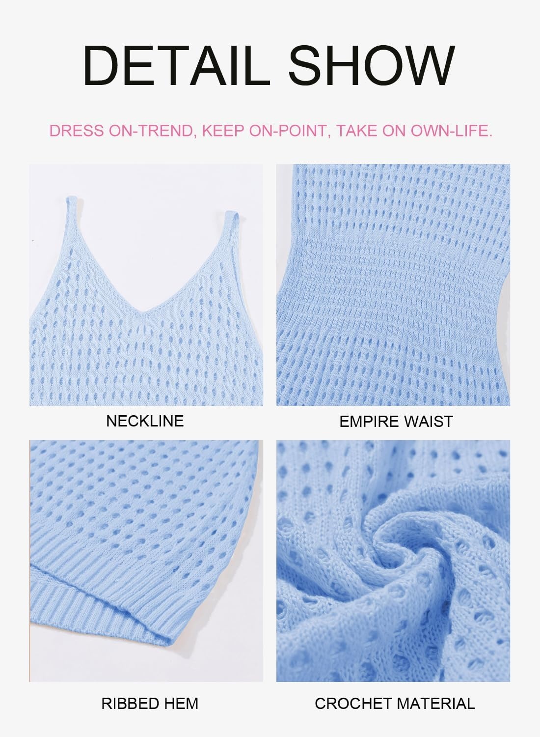 image:imageDokotoo Beach Cover Ups for Women 2026 Crochet Knit Coverup DressSky Blue