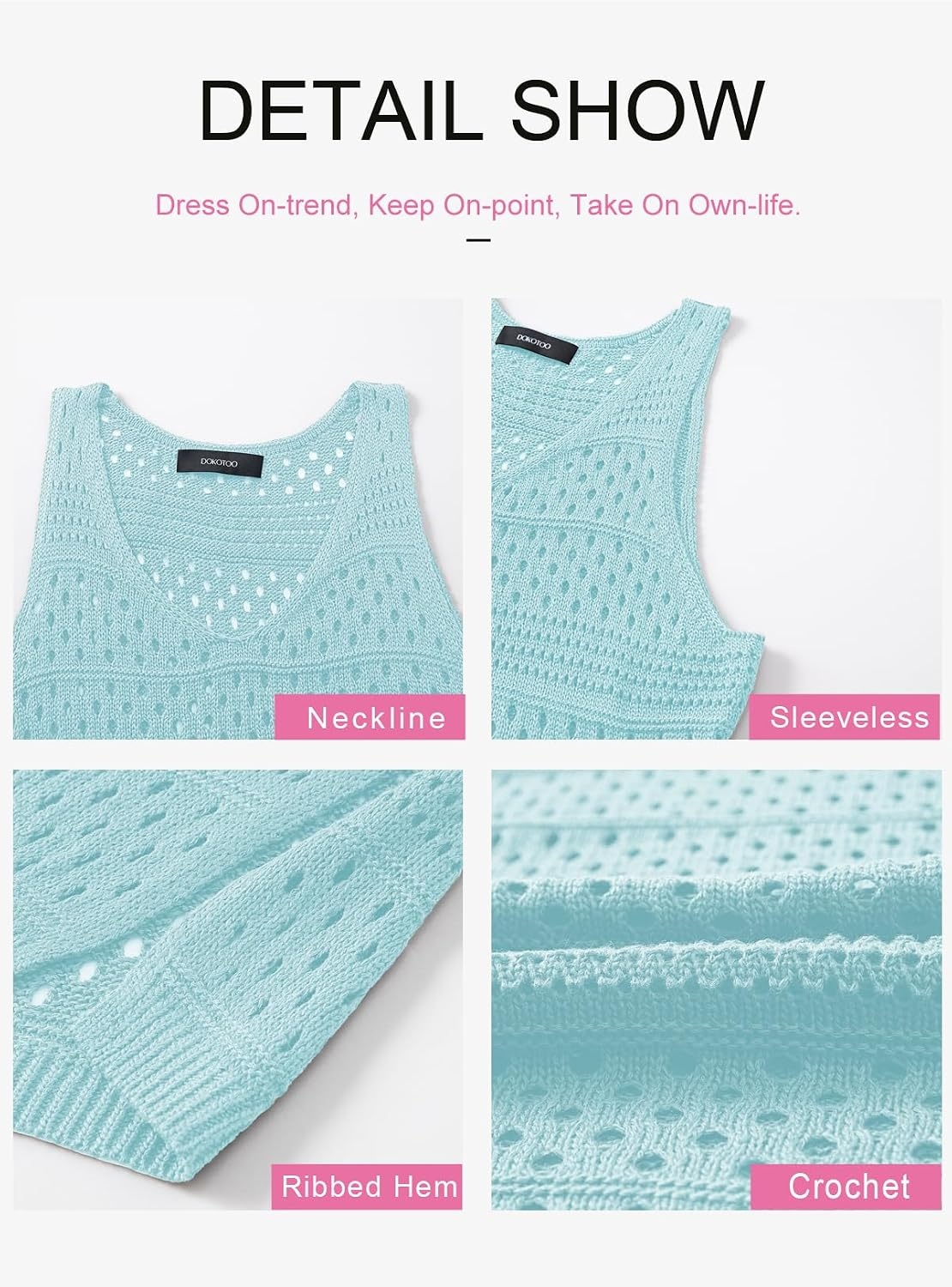 image:imageDokotoo Cover Ups for Swimwear Women Crochet Knit Beach DressBlue