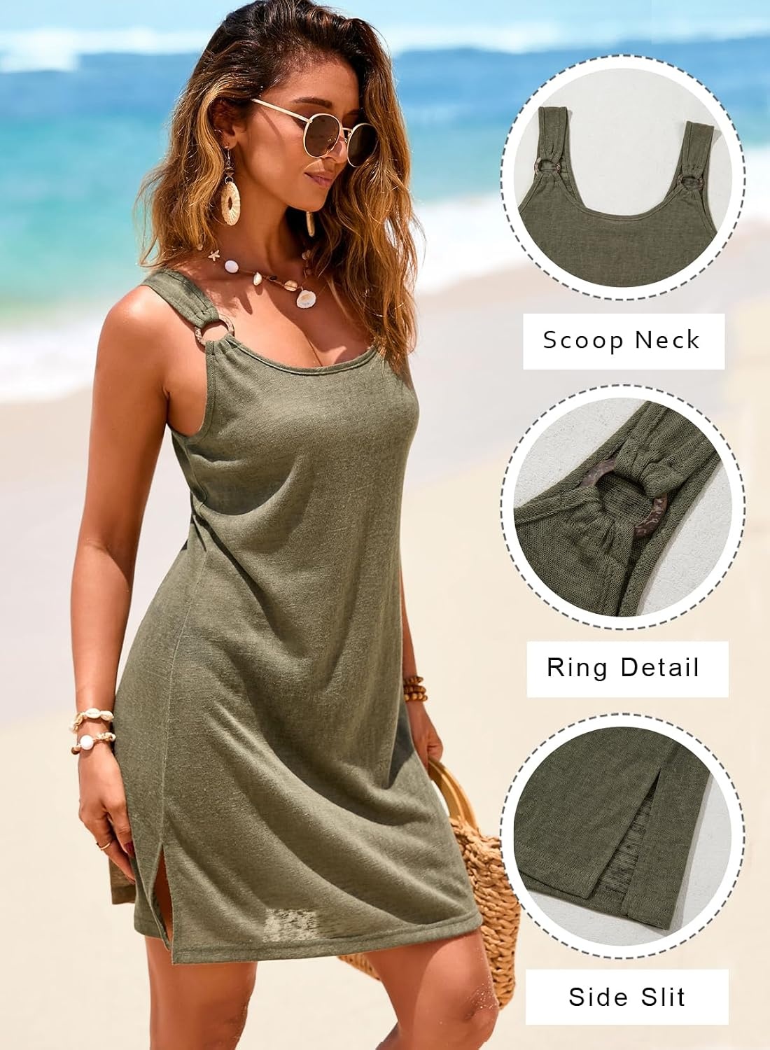 image:imageDokotoo Swimsuit Coverup for Women Sheer Beach Cover Up DressGreen