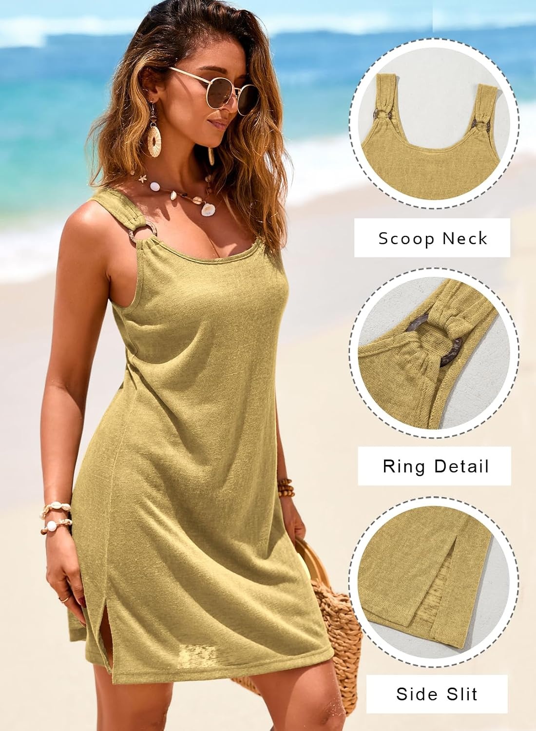 image:imageDokotoo Swimsuit Coverup for Women Sheer Beach Cover Up DressYellow