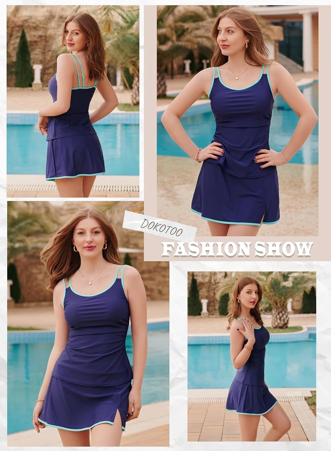 image:imageDokotoo Tankini Swimsuits for Women 2026 Modest Two Piece Bathing SuitsNavy Blue