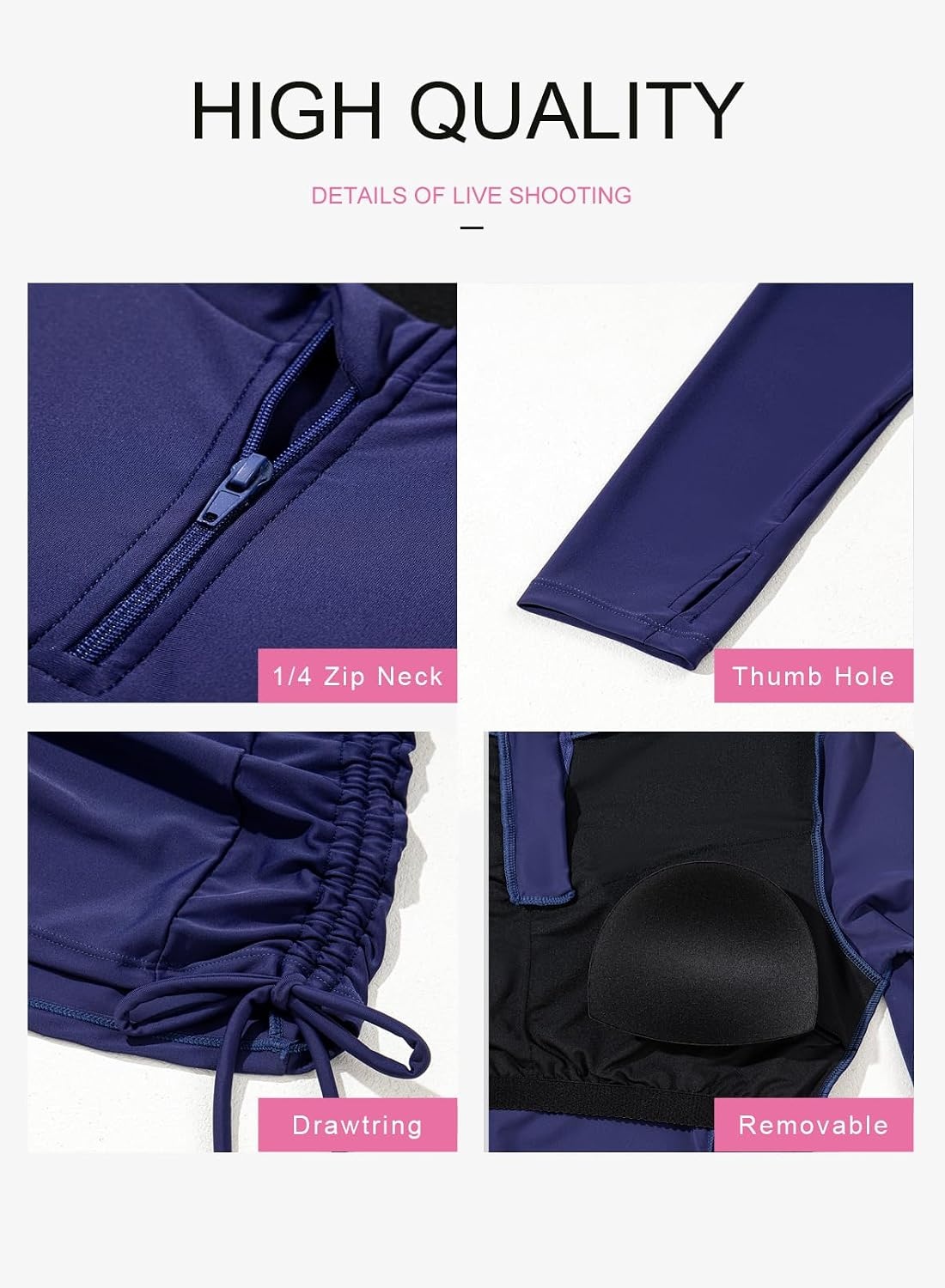 image:imageDokotoo Women Rash Guard Long Sleeve Swim Shirts UPF 50 Sun Protection Swimsuit Top Bathing Suit No BottomNavy Blue