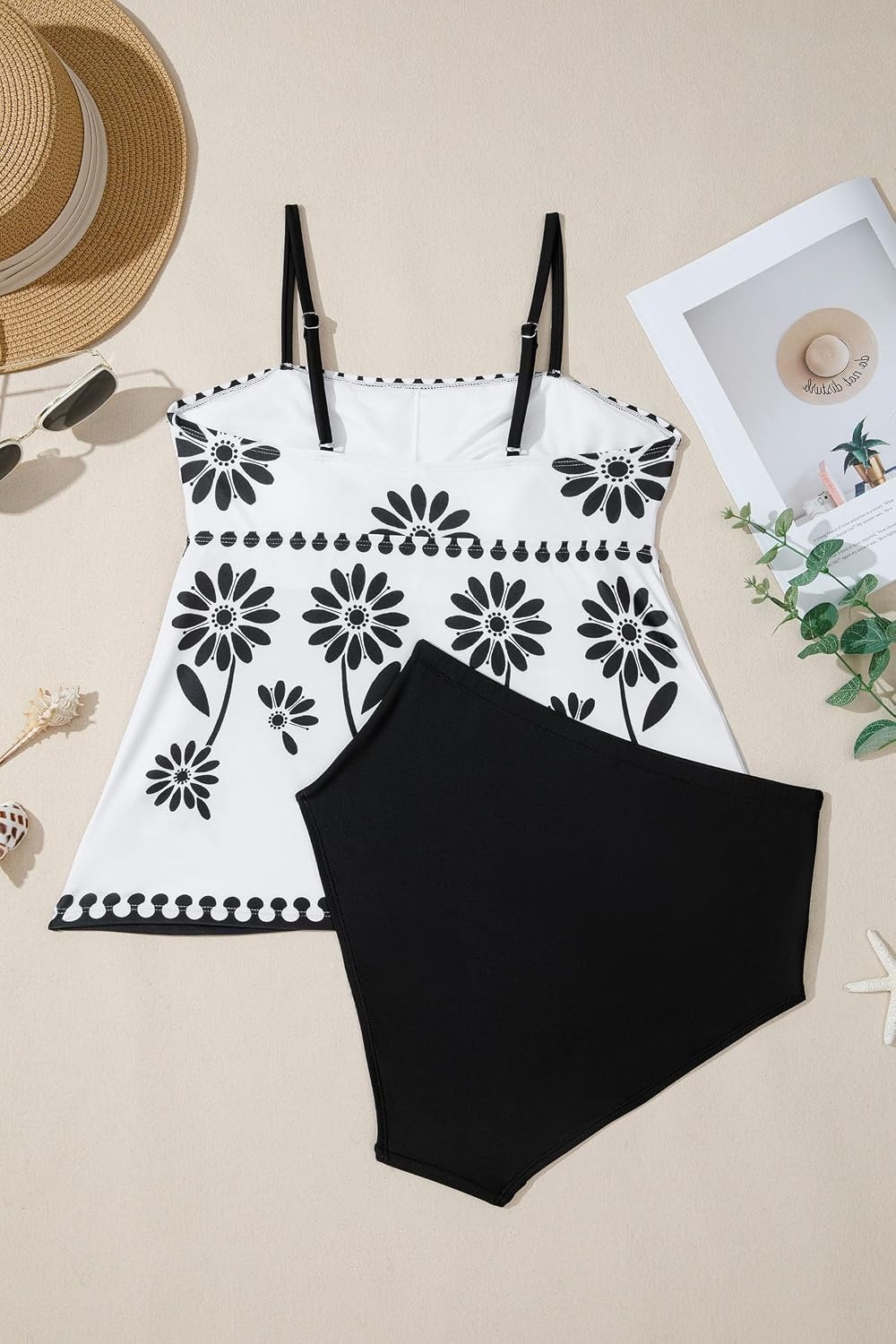 image:imageDokotoo Womens Boho Floral Tankini Set 2 Piece Swimsuits 2026 BeachwearBlack
