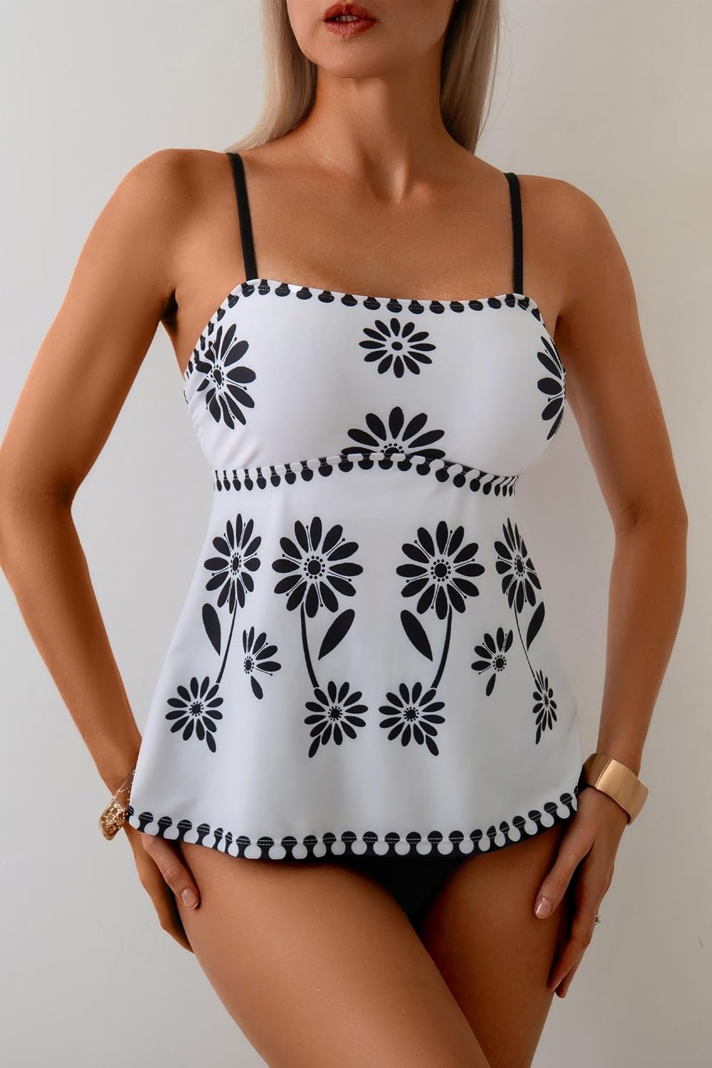 image:imageDokotoo Womens Boho Floral Tankini Set 2 Piece Swimsuits 2026 BeachwearBlack