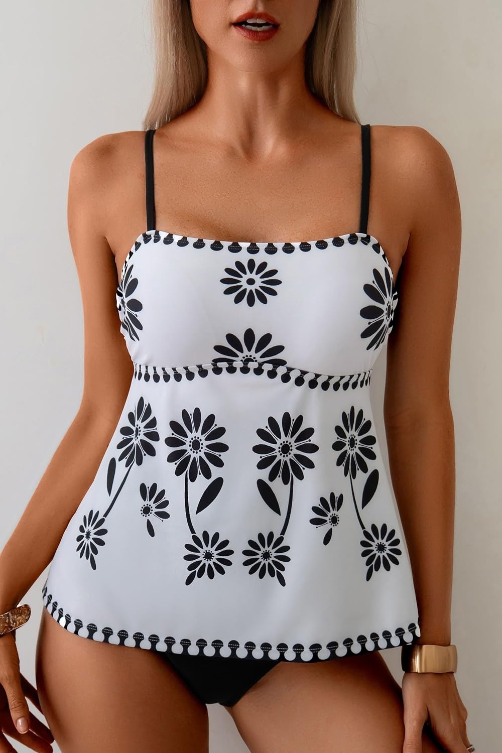 image:imageDokotoo Womens Boho Floral Tankini Set 2 Piece Swimsuits 2026 BeachwearBlack