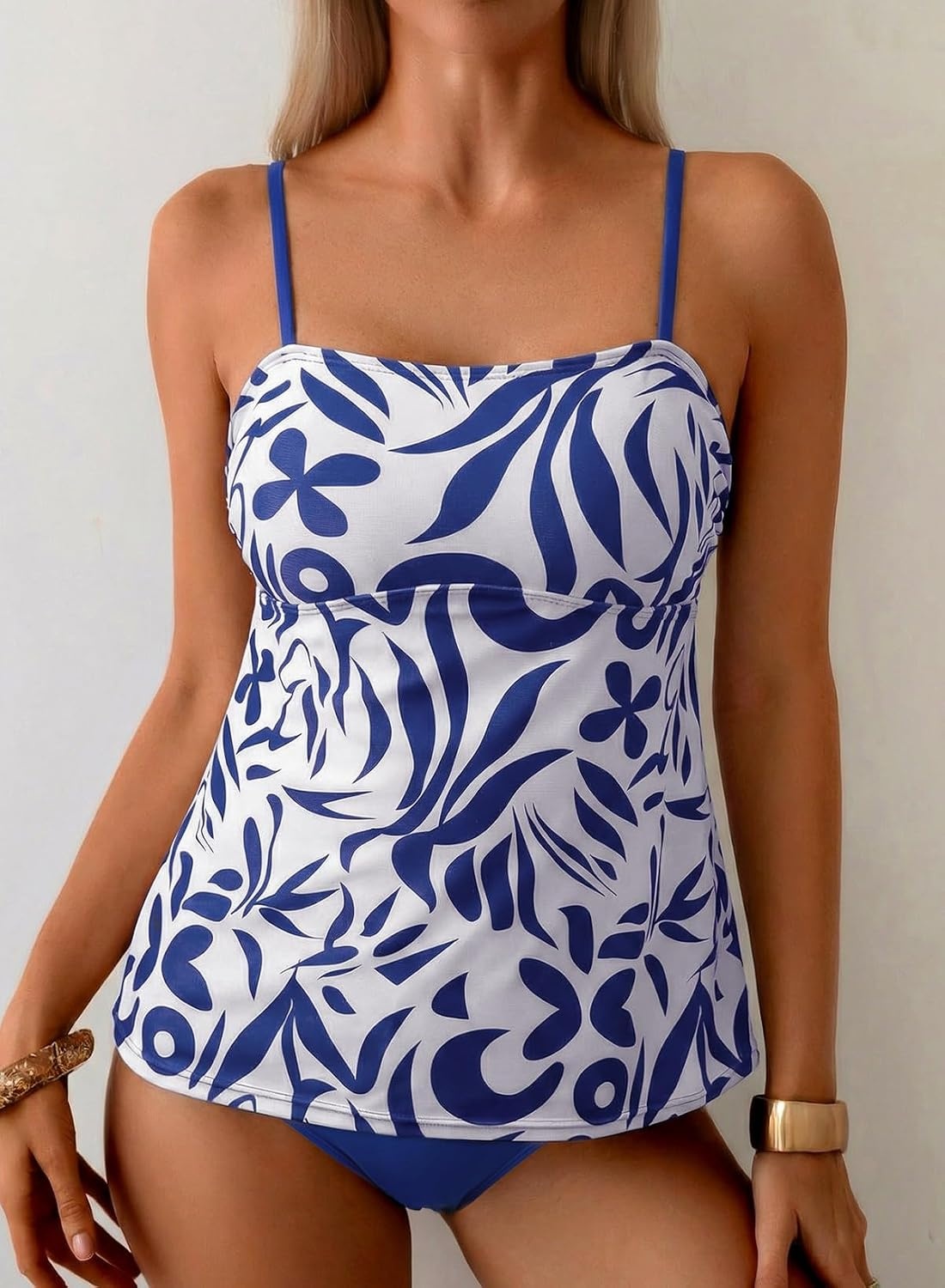 image:imageDokotoo Womens Boho Floral Tankini Set 2 Piece Swimsuits 2026 BeachwearBlue