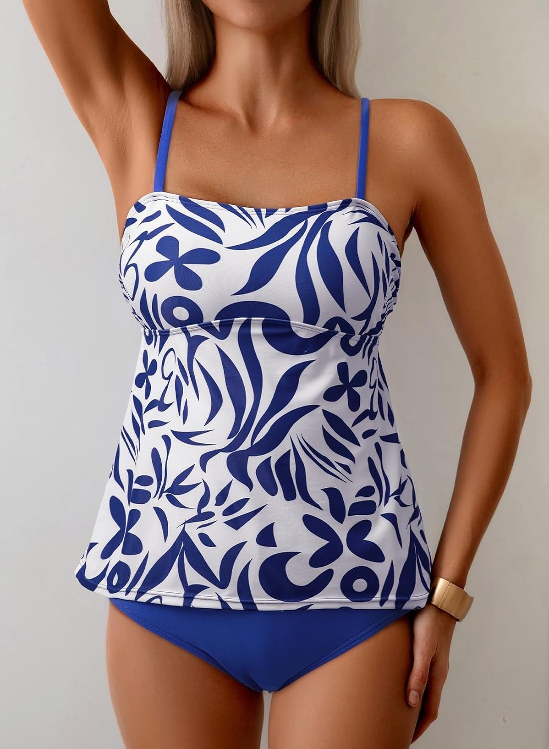 image:imageDokotoo Womens Boho Floral Tankini Set 2 Piece Swimsuits 2026 BeachwearBlue